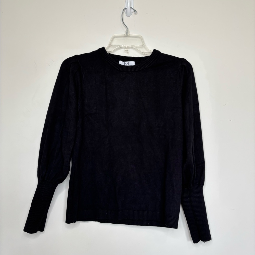 BN2 Magaschoni Black Knit Sweater Crewneck Long Sleeve Top Classic‎ Timeless S
